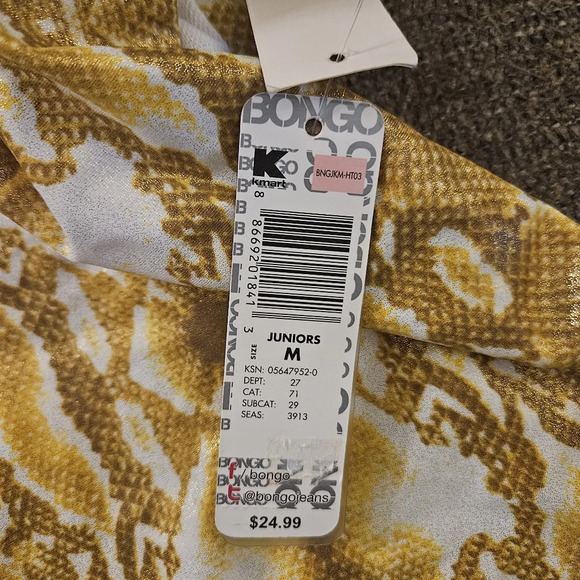 Bongo Bathing Suit Swim Top M Juniors Gold and White - Picture 3 of 8